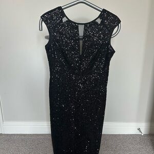 Nicole Miller Black Sequin Backless Dress
